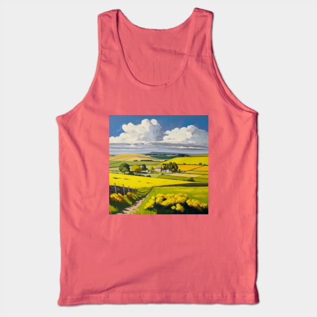 Countryside Scene with Farmhouse Tank Top by Star Scrunch